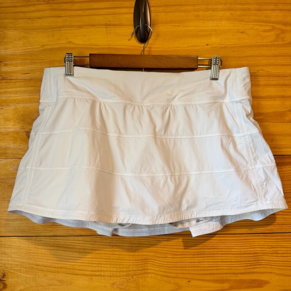 Lululemon Pace Rival Activewear Skirt Skort 12 White Light Grey W8846R - Picture 2 of 12